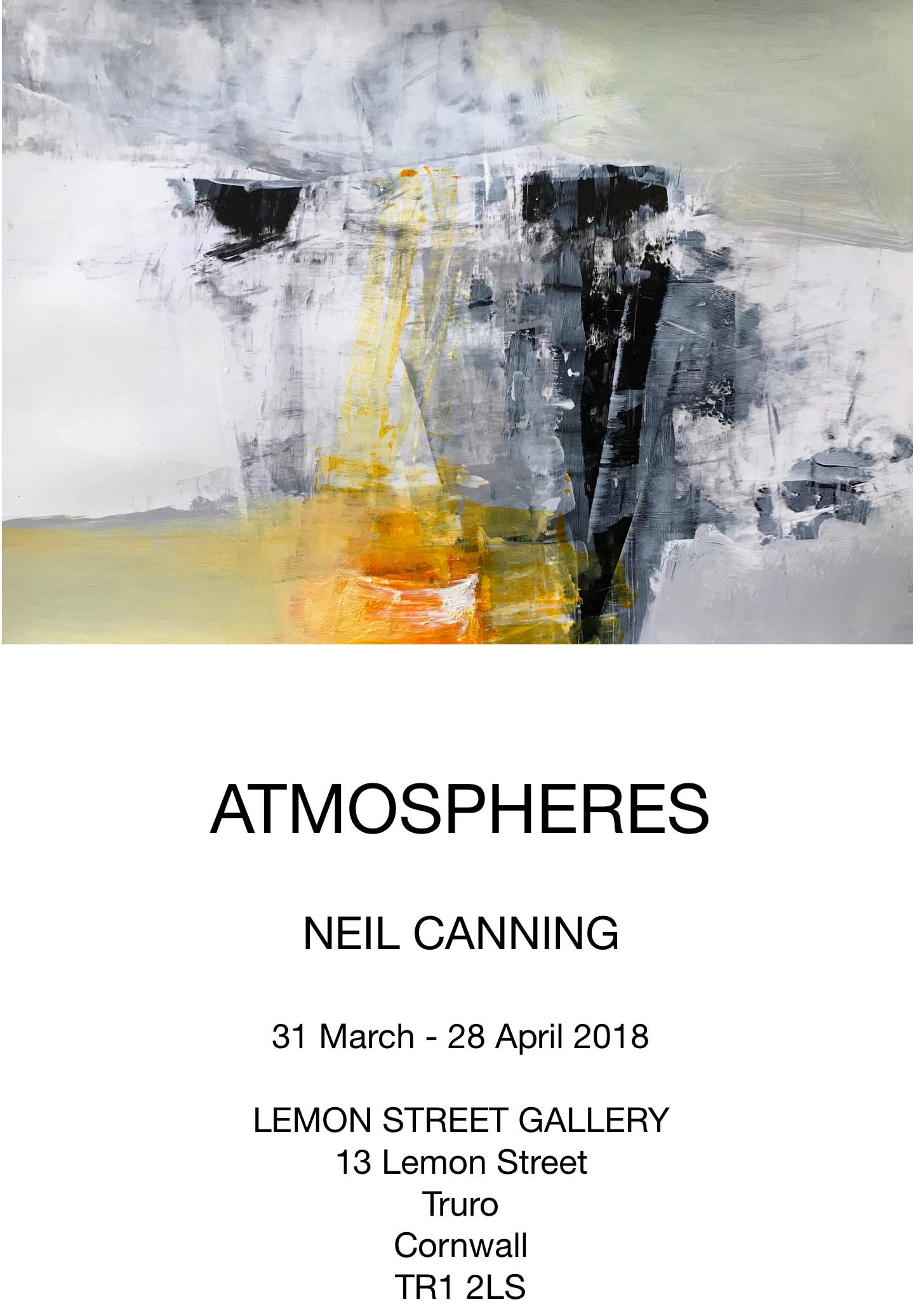 Atmospheres promotional flyer for Lemon Street Gallery art Show March 31st 2018